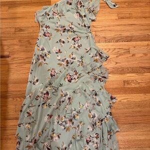 Ralph Lauren Green Asymmetrical One Shoulder Dress